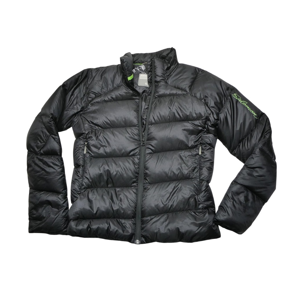 Salomon Jacket Womens M Black Down Puffer Ski Hiking Down Insulated Full Zip